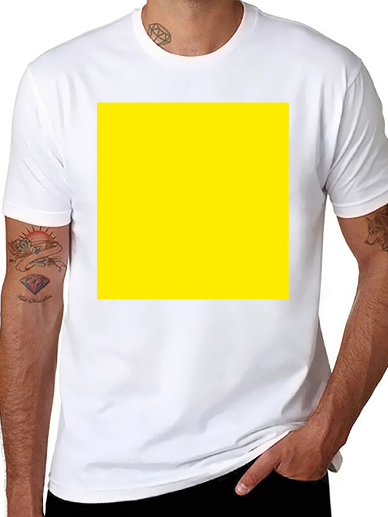 Black Tee with Yellow Square Graphic