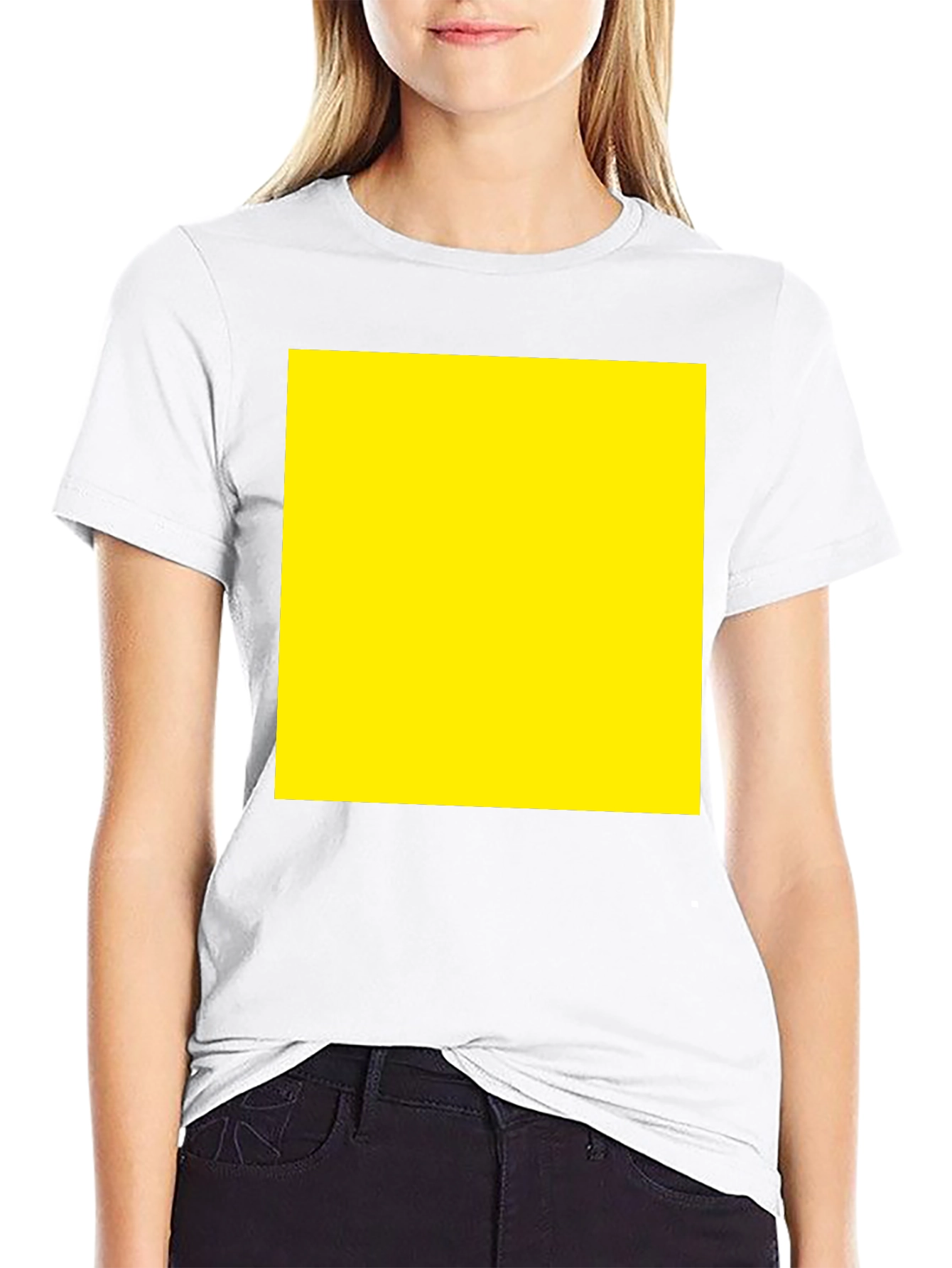 Black Tee with Yellow Square Graphic