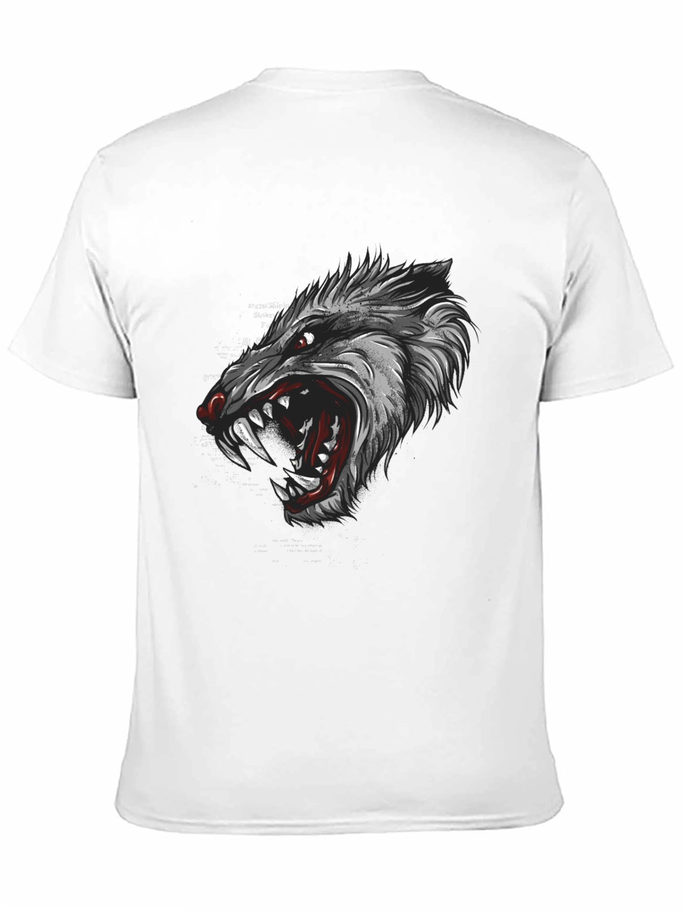 Mens Black Graphic T-Shirt - Wolf Design