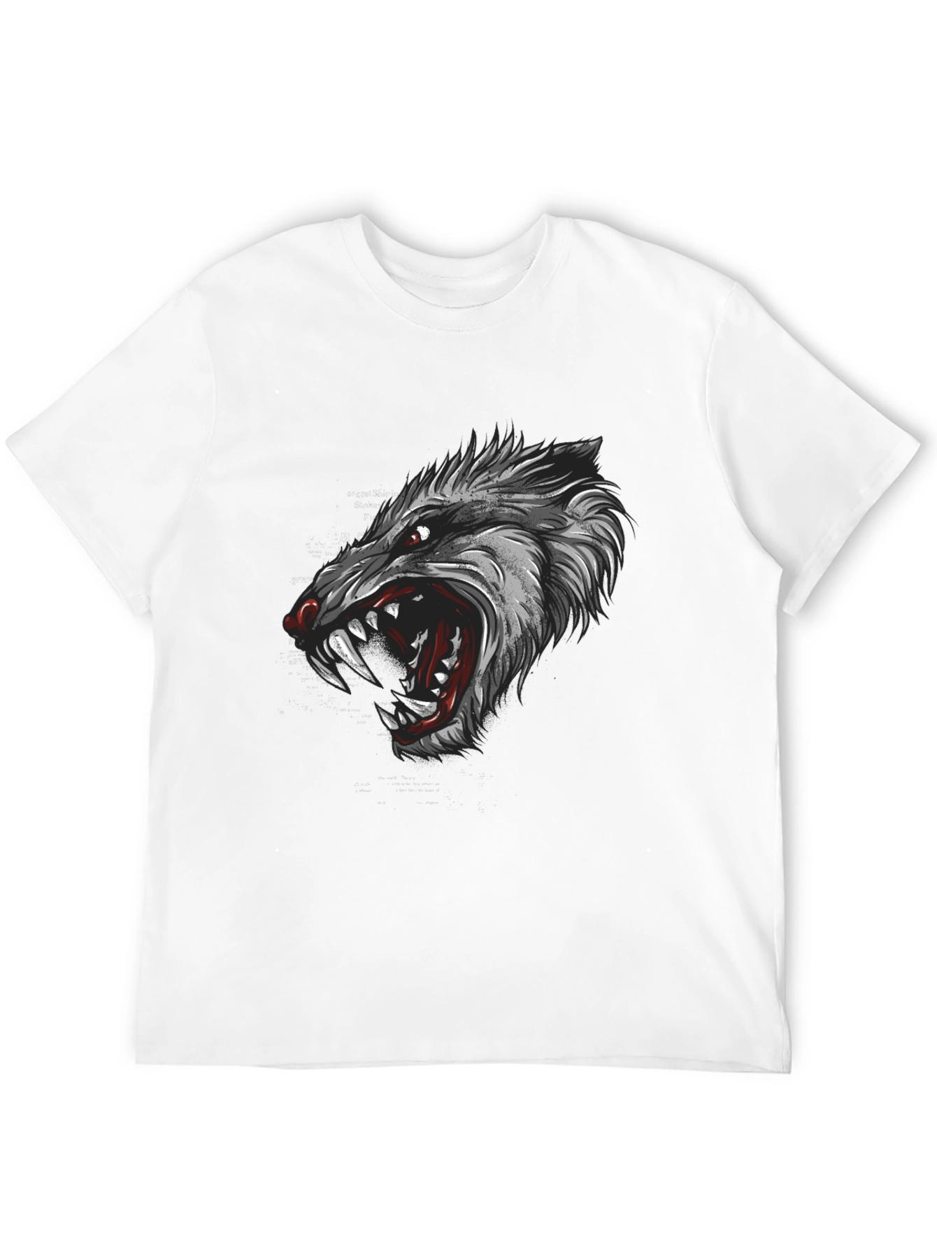 Mens Black Graphic T-Shirt - Wolf Design