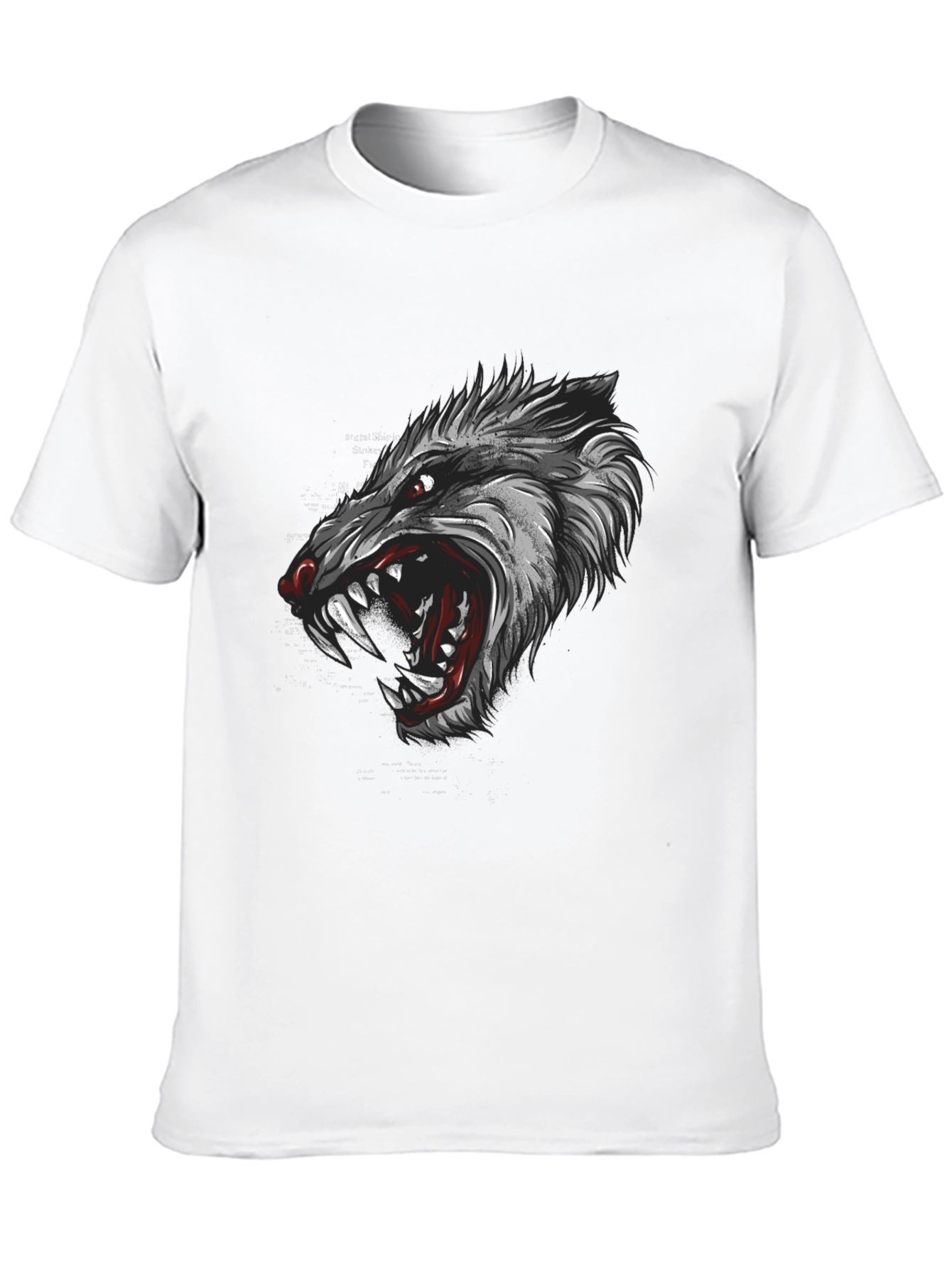 Mens Black Graphic T-Shirt - Wolf Design