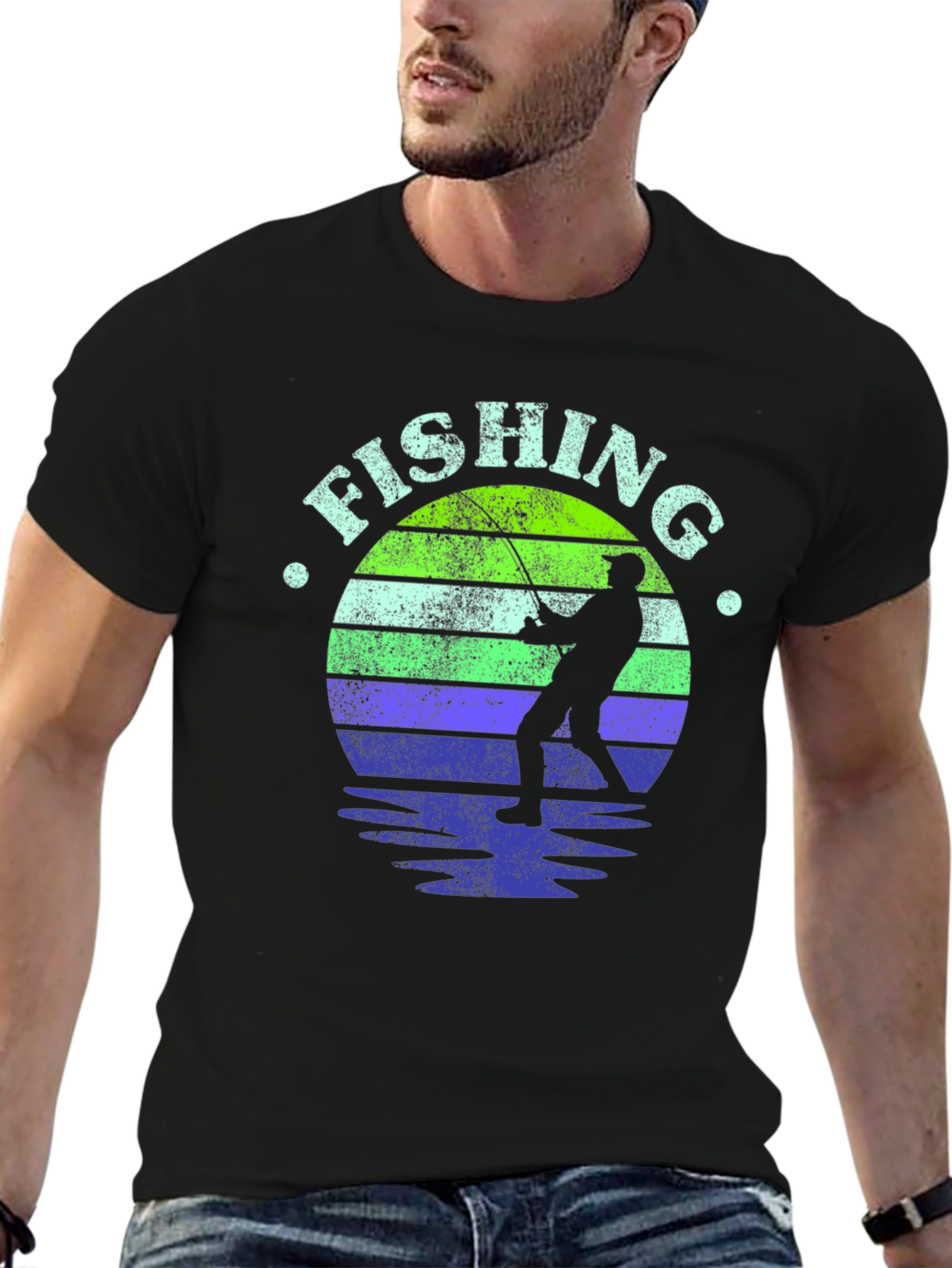 Fishing Graphic Tee - Black