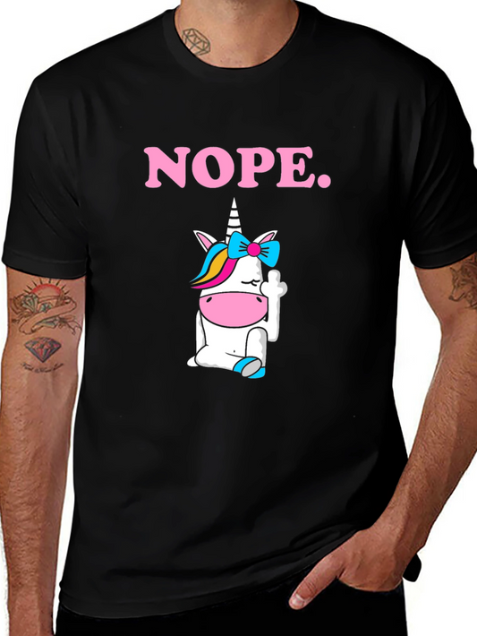 Nope Unicorn Graphic Tee - Funny Novelty T-Shirt