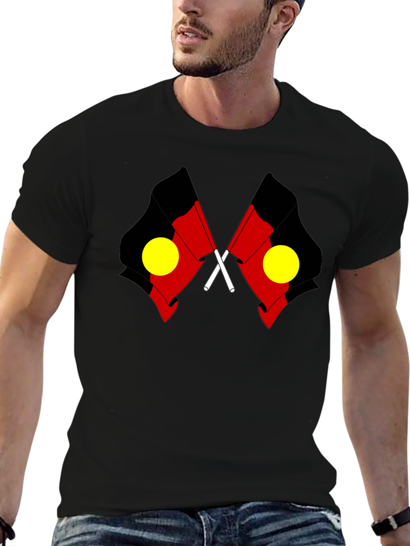 Aboriginal Flag Black T-Shirt