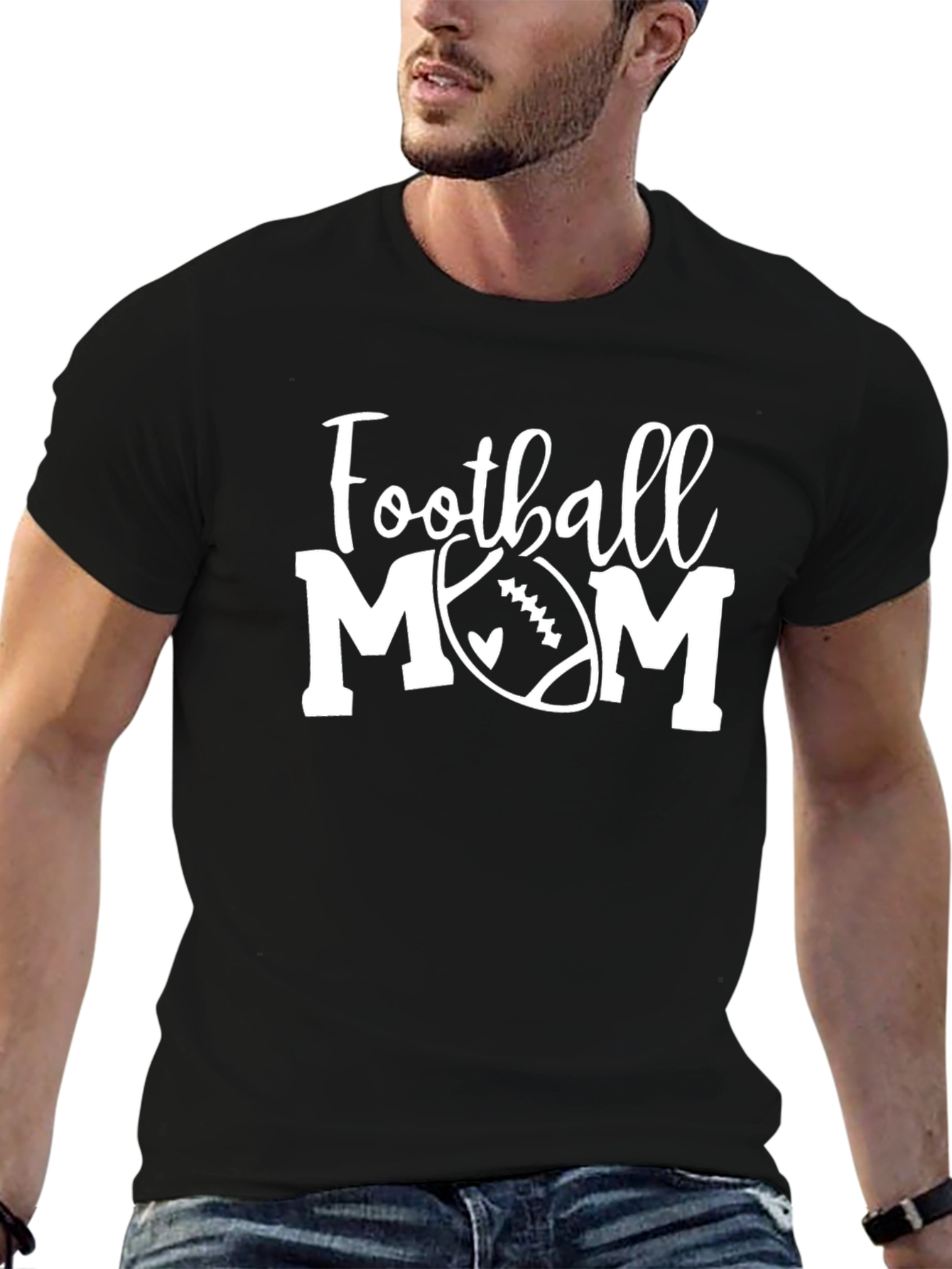 Football Mom Graphic Tee - Black Unisex T-Shirt