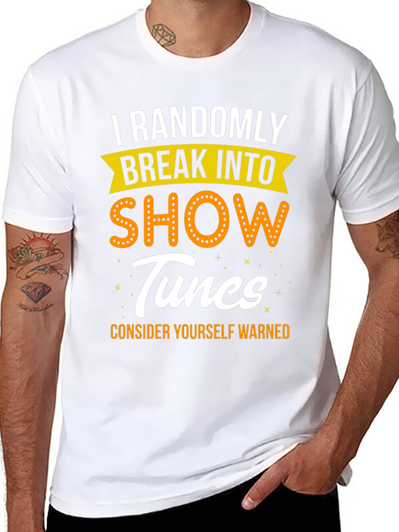 I Randomly Break Into Show Tunes Black Graphic T-Shirt