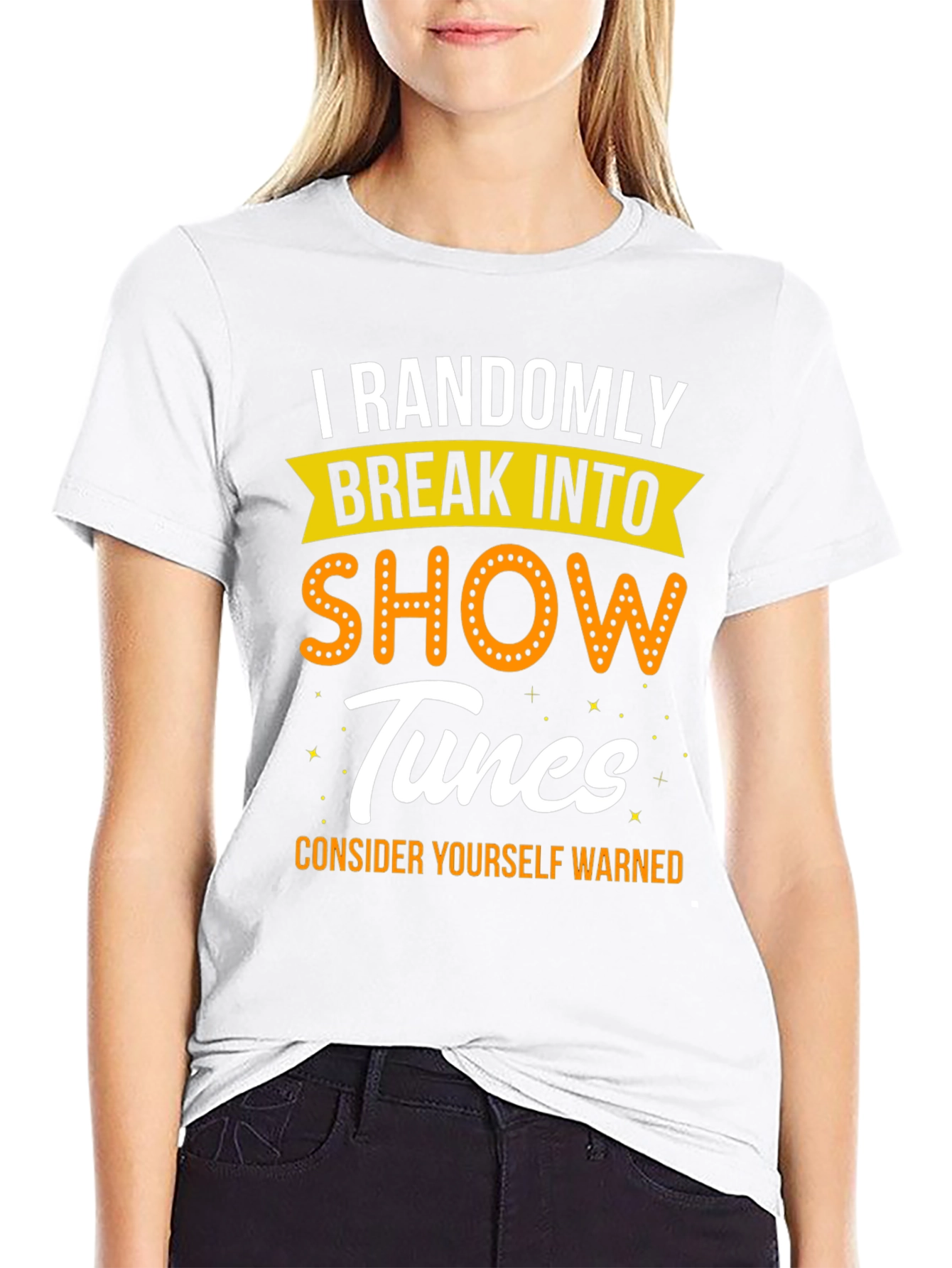 I Randomly Break Into Show Tunes Black Graphic T-Shirt