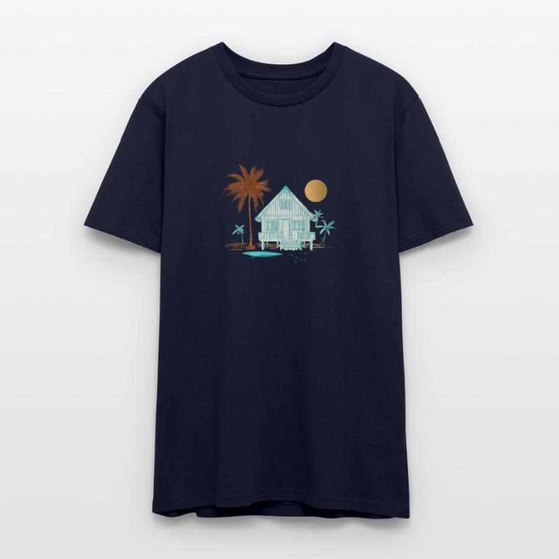 Tropical Scene Featuring Cabin And Palm trees