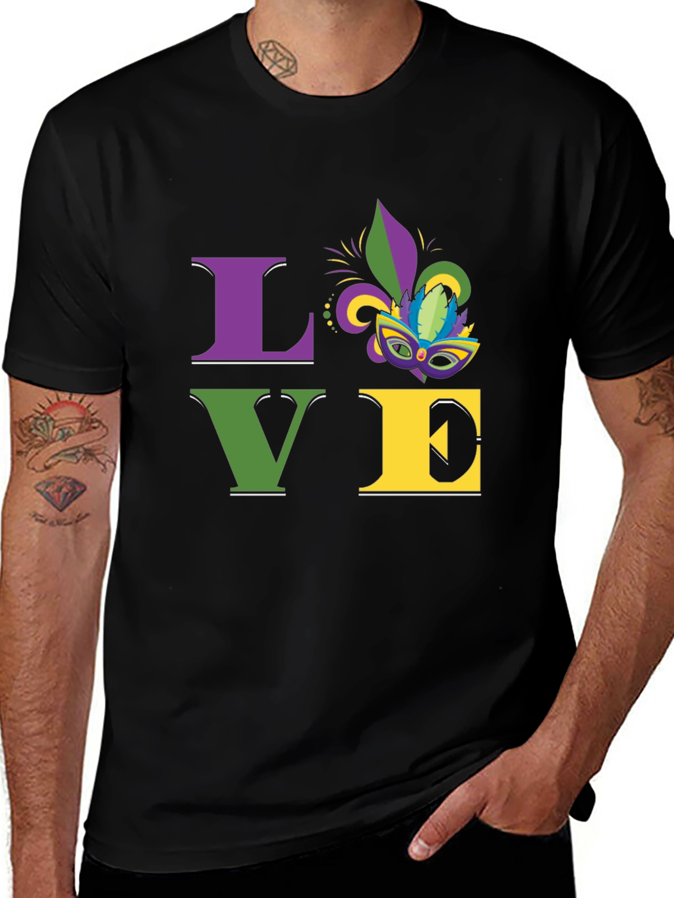 Mardi Gras LOVE T-Shirt - Purple Green Gold