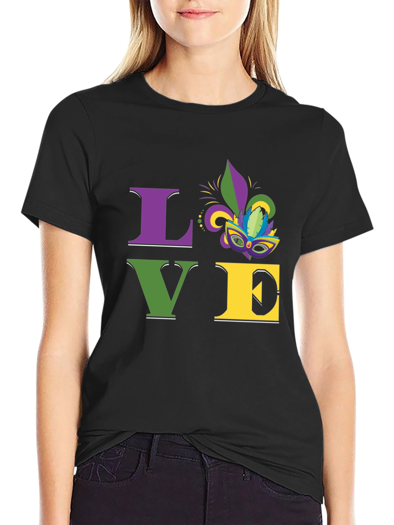 Mardi Gras LOVE T-Shirt - Purple Green Gold