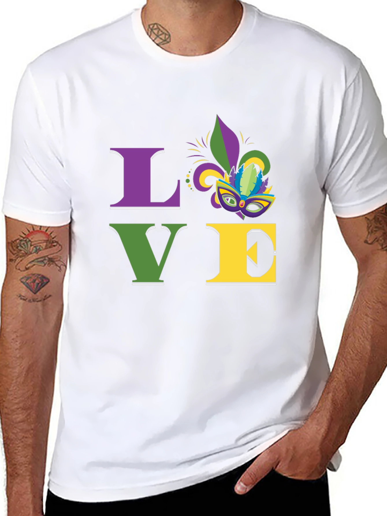 Mardi Gras LOVE T-Shirt - Purple Green Gold