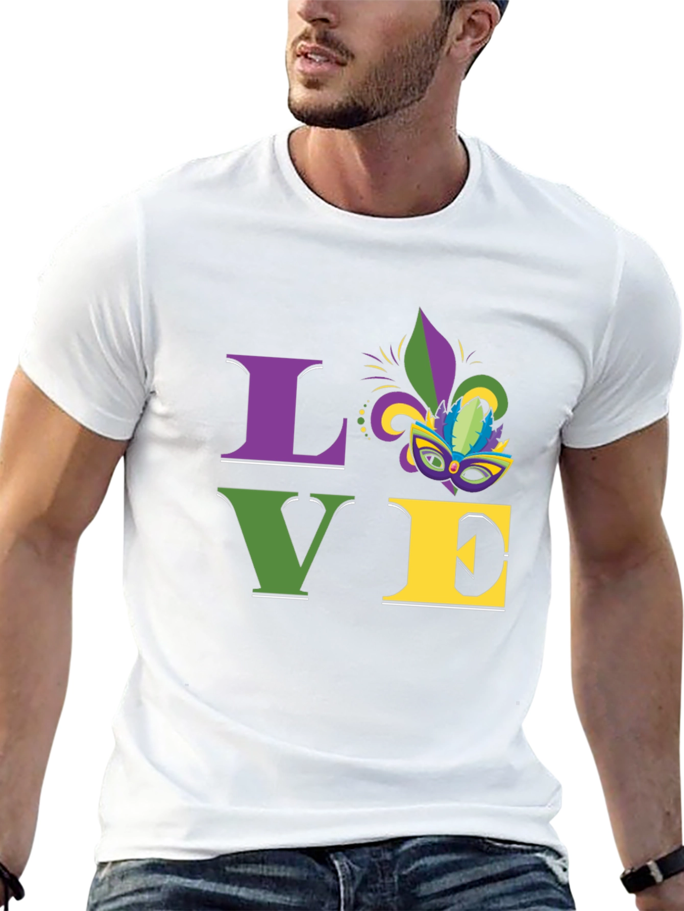 Mardi Gras LOVE T-Shirt - Purple Green Gold