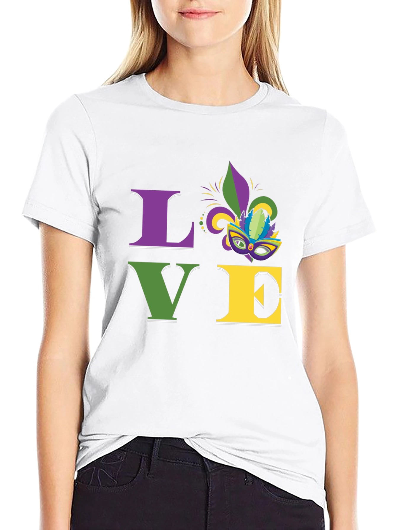 Mardi Gras LOVE T-Shirt - Purple Green Gold