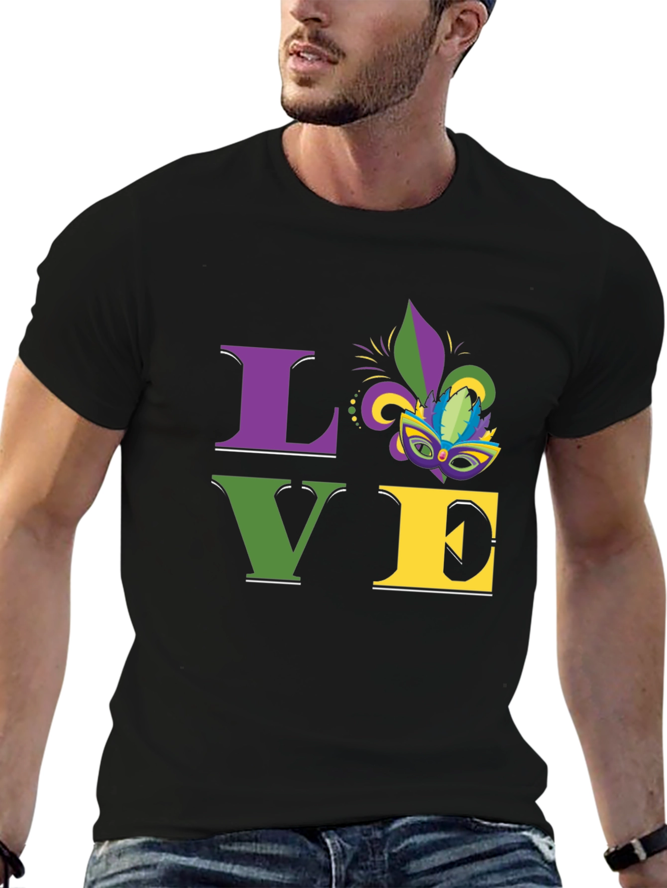 Mardi Gras LOVE T-Shirt - Purple Green Gold