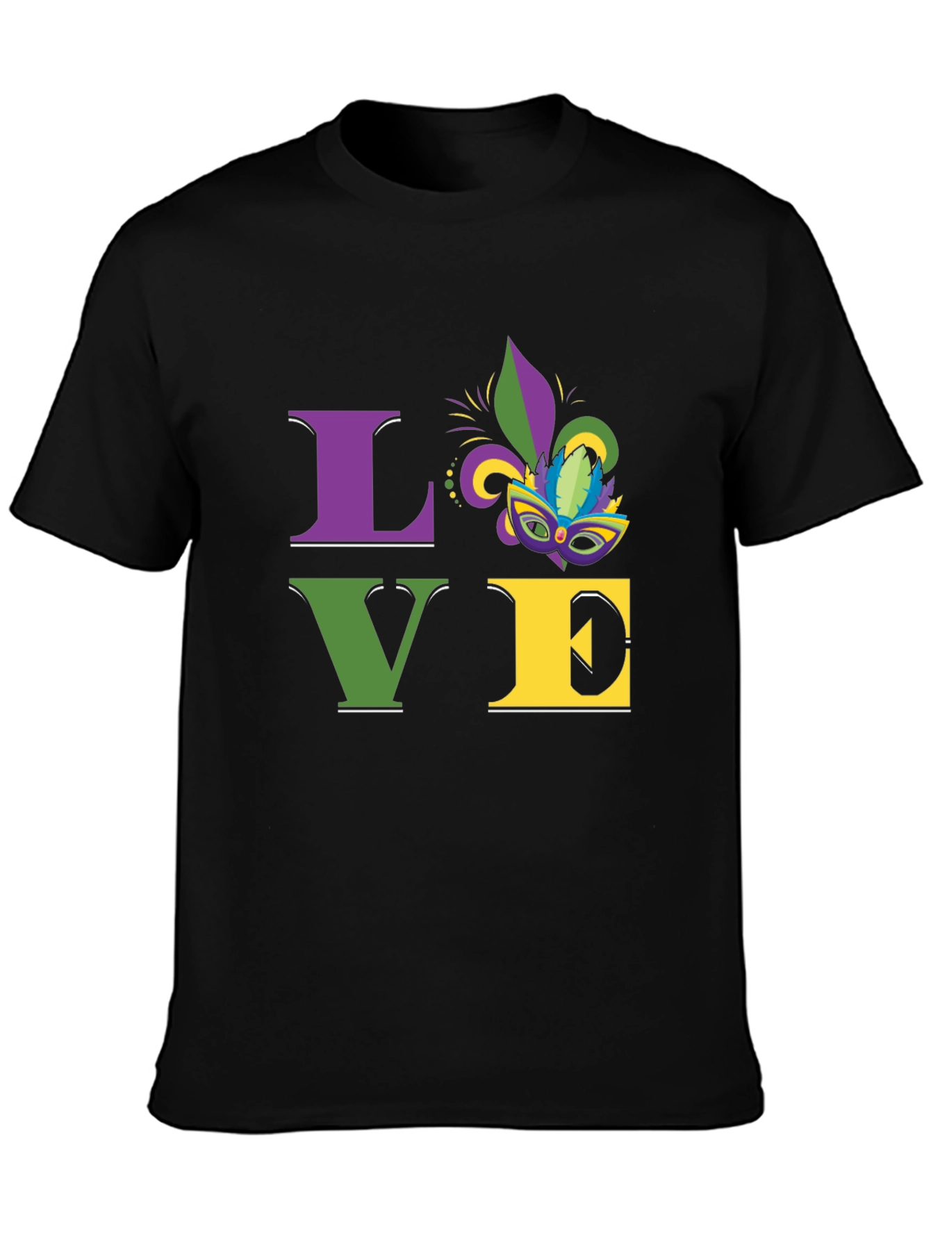 Mardi Gras LOVE T-Shirt - Purple Green Gold