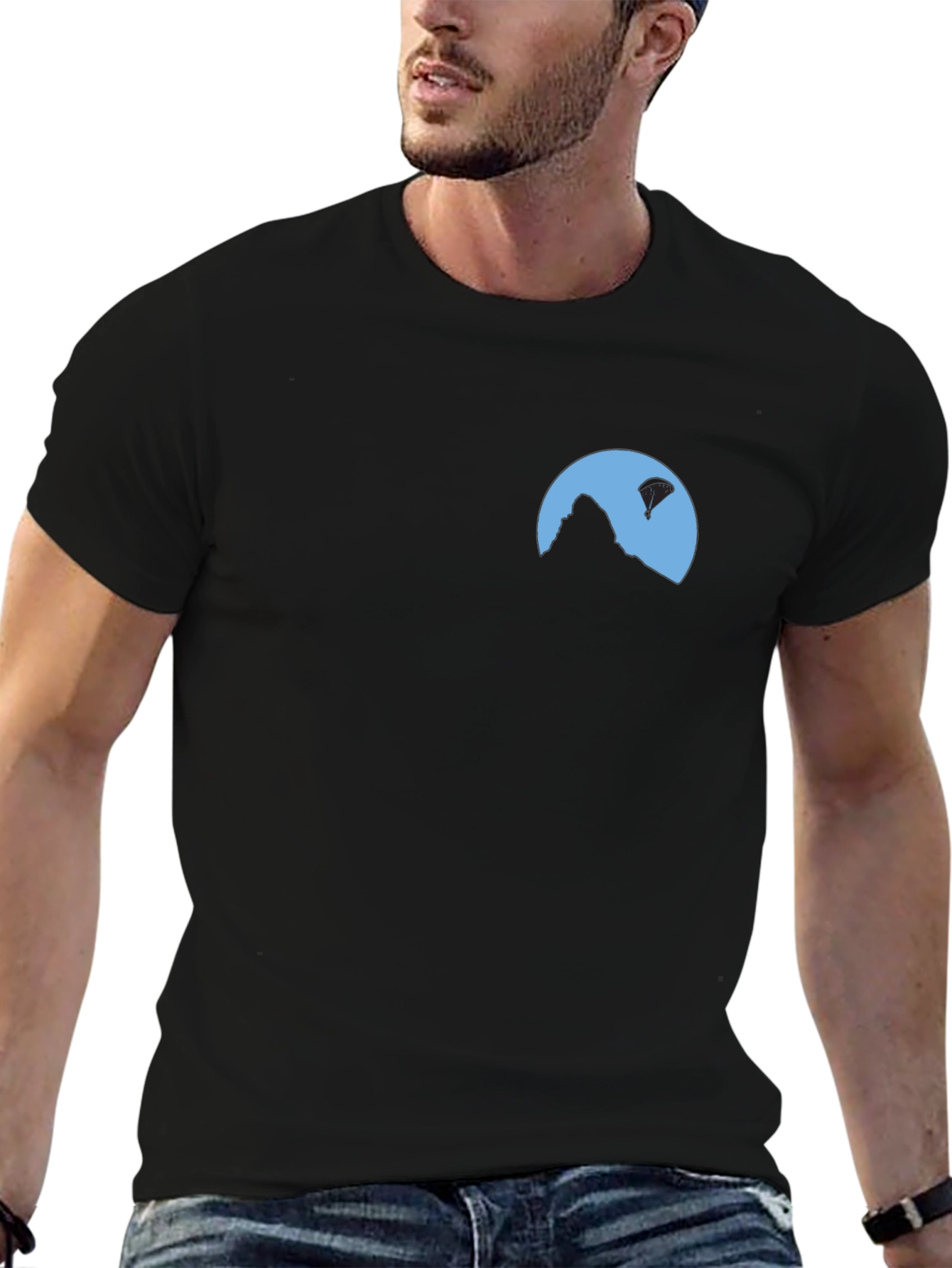 Mountain Paragliding Graphic Tee - Black