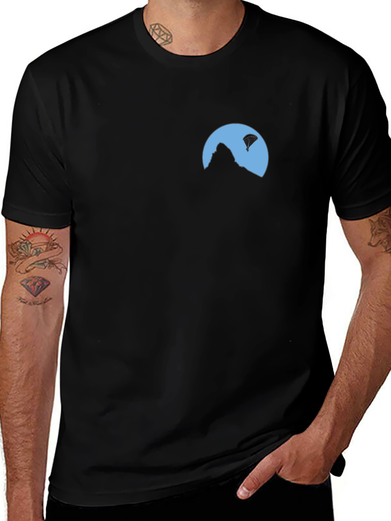 Mountain Paragliding Graphic Tee - Black