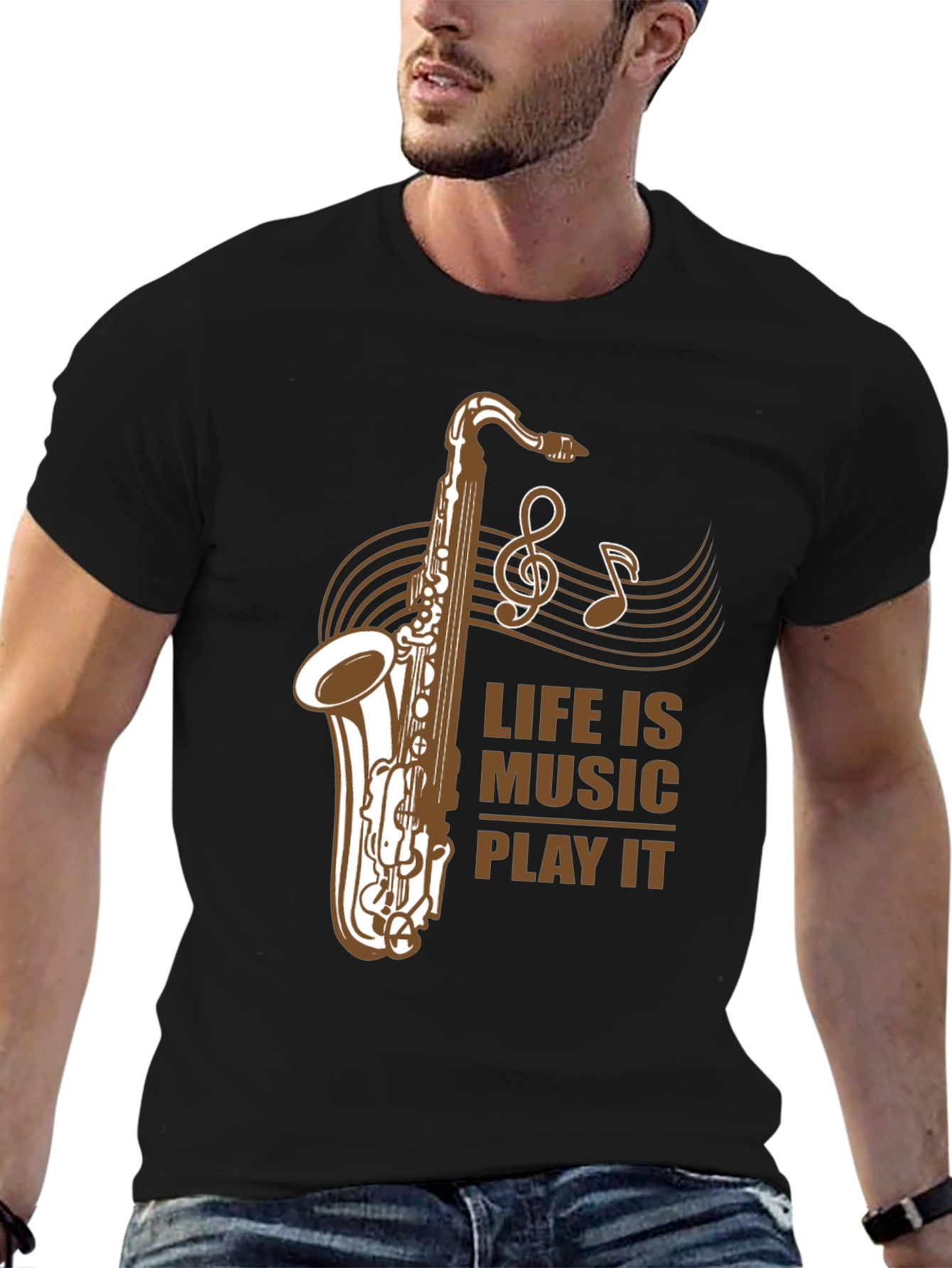 Life is Music Saxophone Graphic T-Shirt