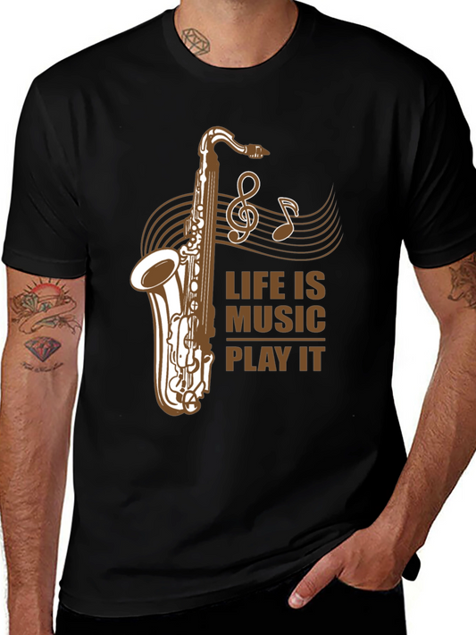 Life is Music Saxophone Graphic T-Shirt