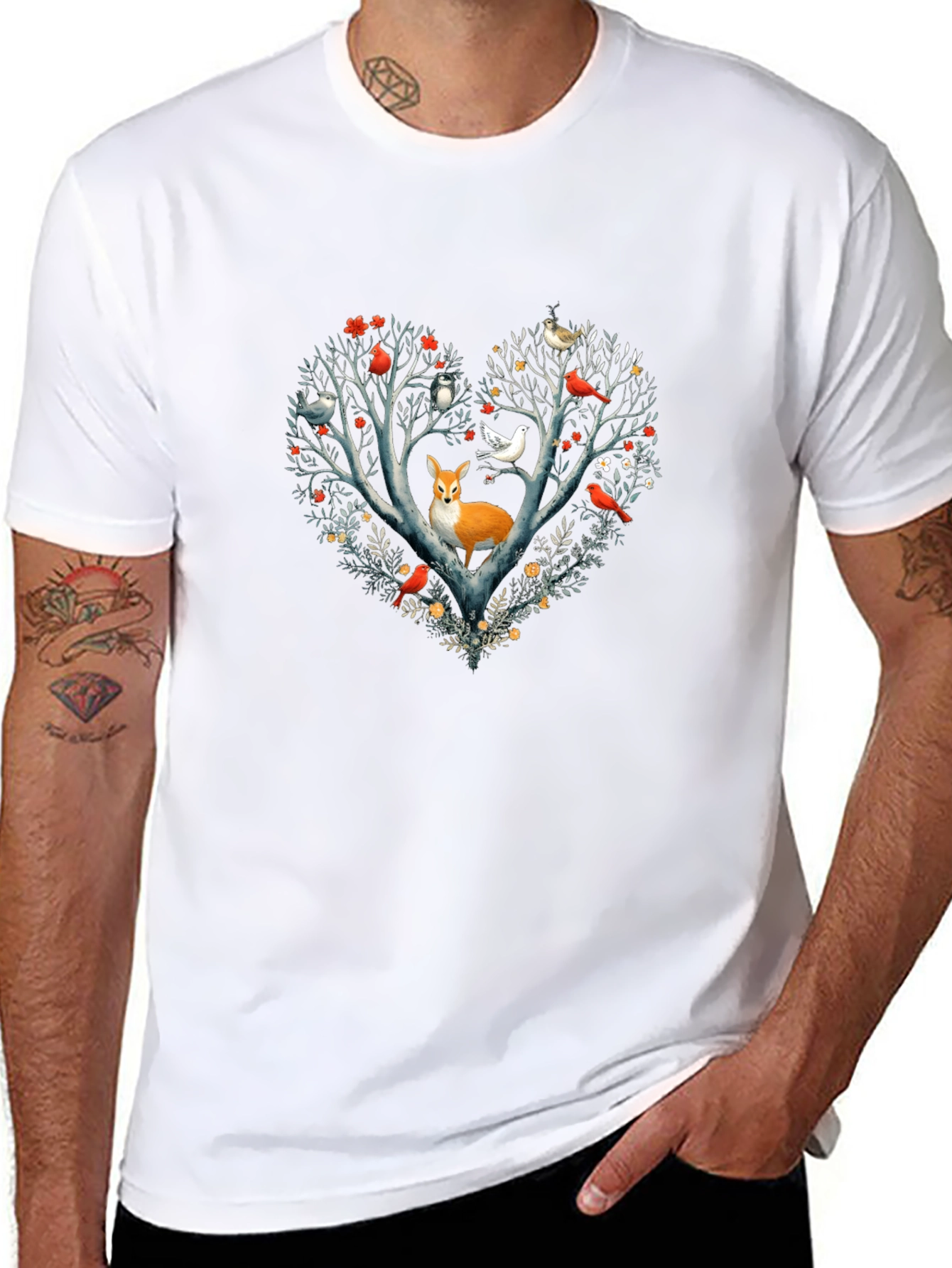 Fox & Bird Heart Tree Graphic Tee