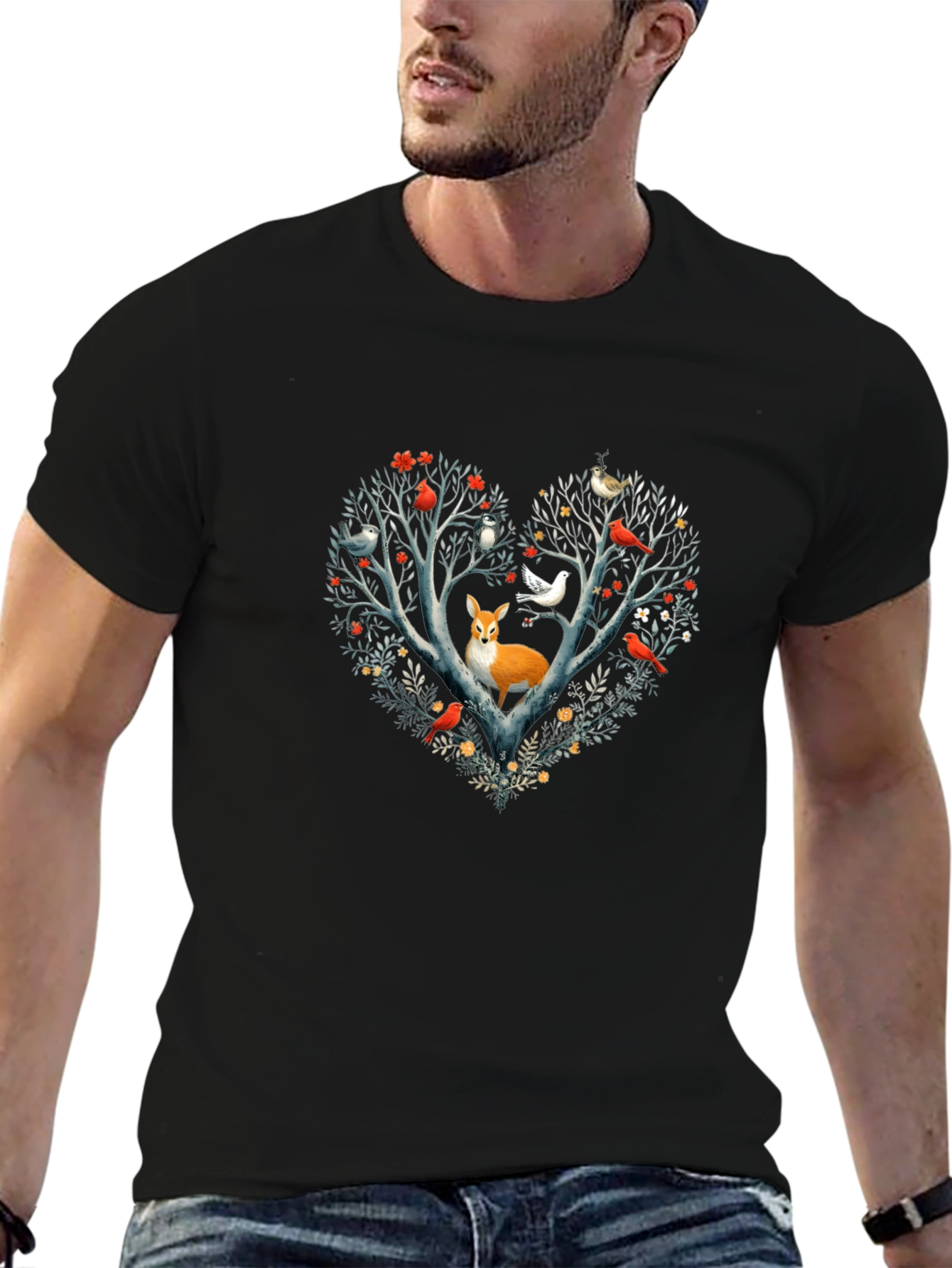 Fox & Bird Heart Tree Graphic Tee