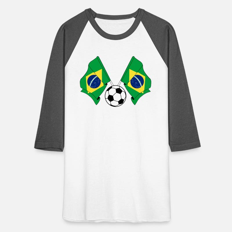 Two Brazilian flags with a Brazil football