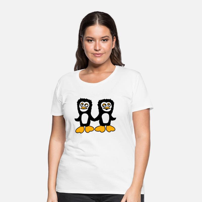 Two Penguins Team 2 Friends Confused Hands Holding