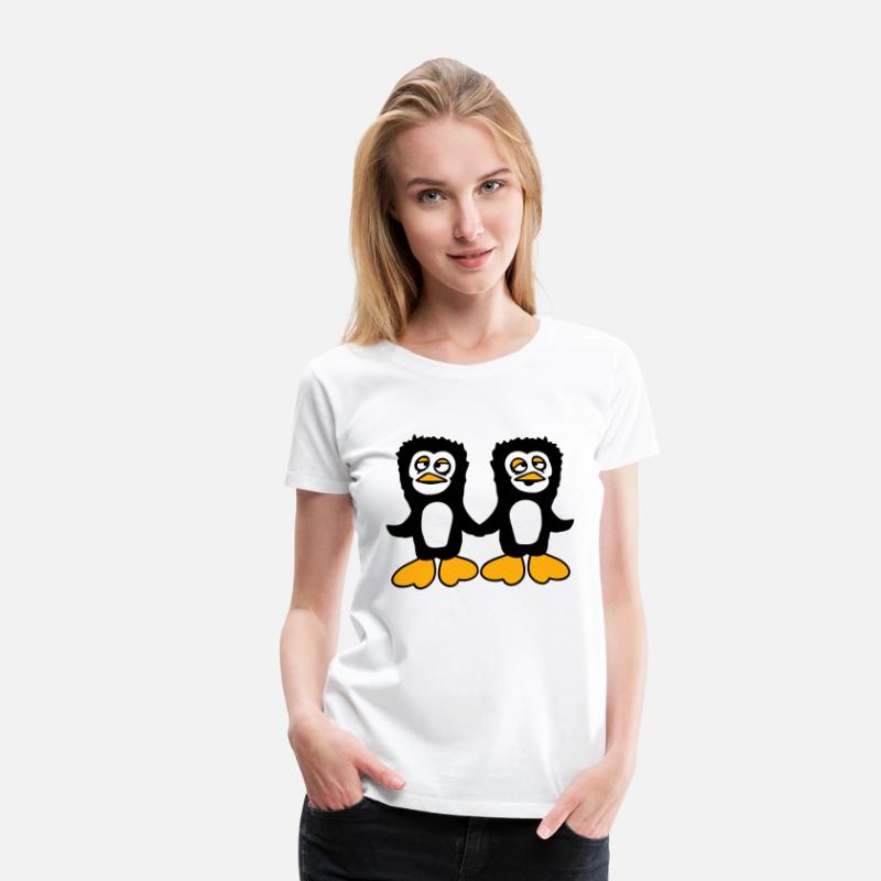 Two Penguins Team 2 Friends Confused Hands Holding