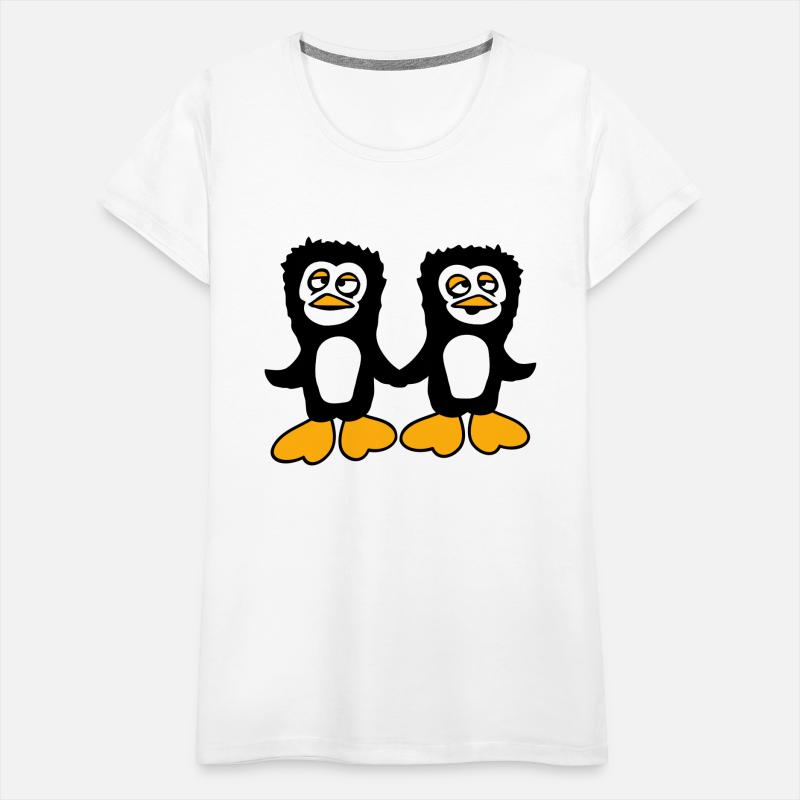 Two Penguins Team 2 Friends Confused Hands Holding