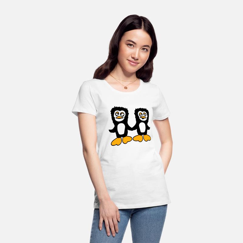 Two Penguins Team 2 Friends Confused Hands Holding