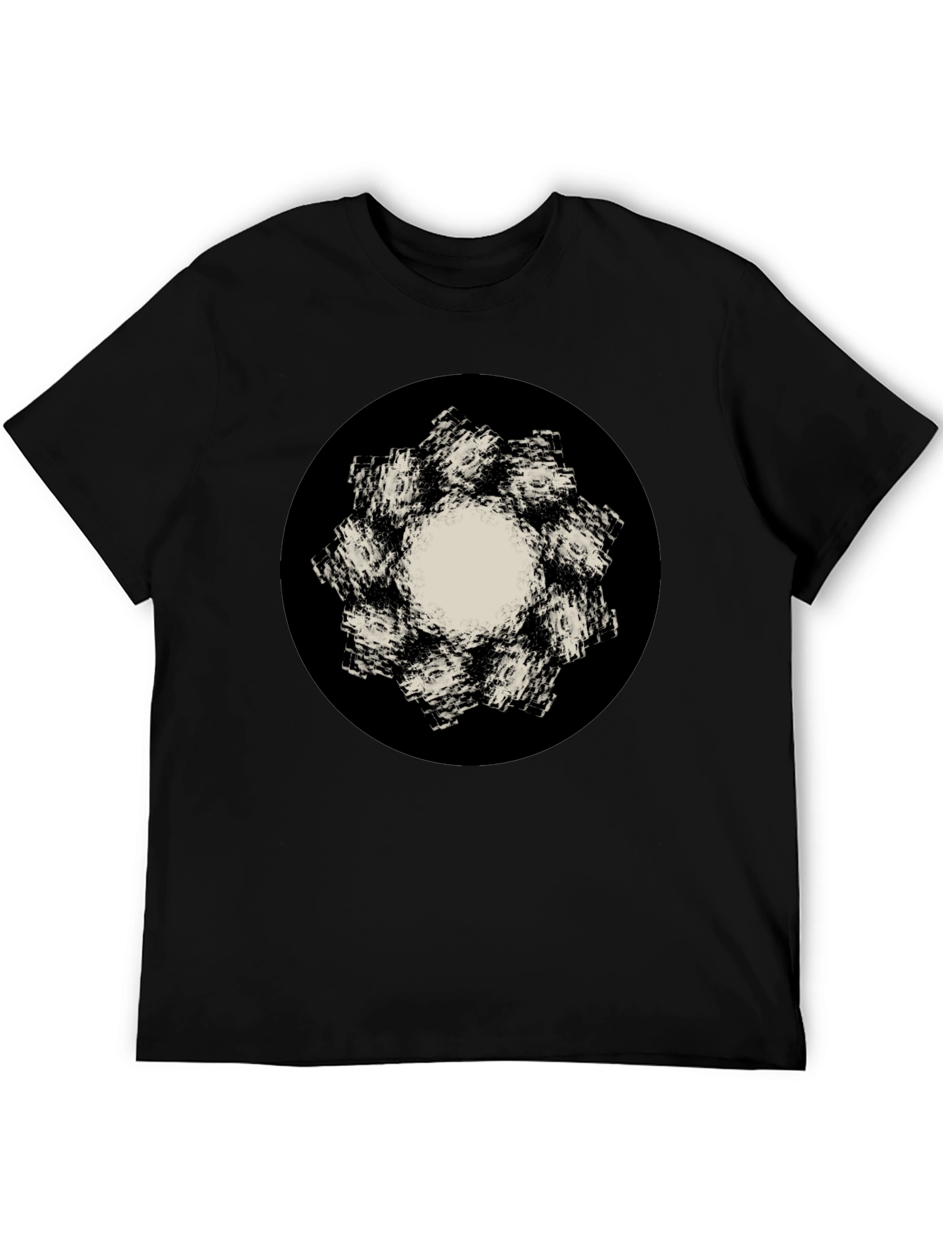 Abstract Flower Graphic Black T-Shirt