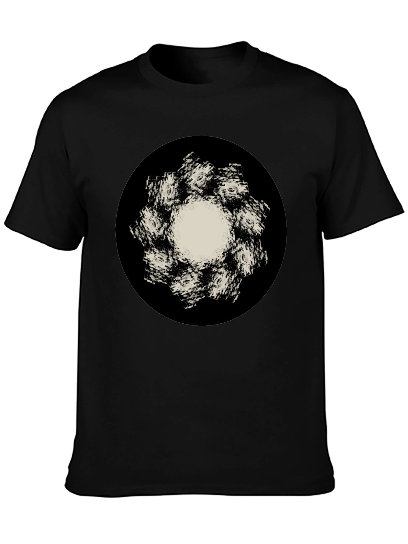 Abstract Flower Graphic Black T-Shirt