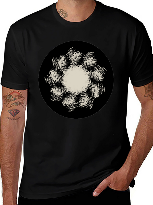Abstract Flower Graphic Black T-Shirt