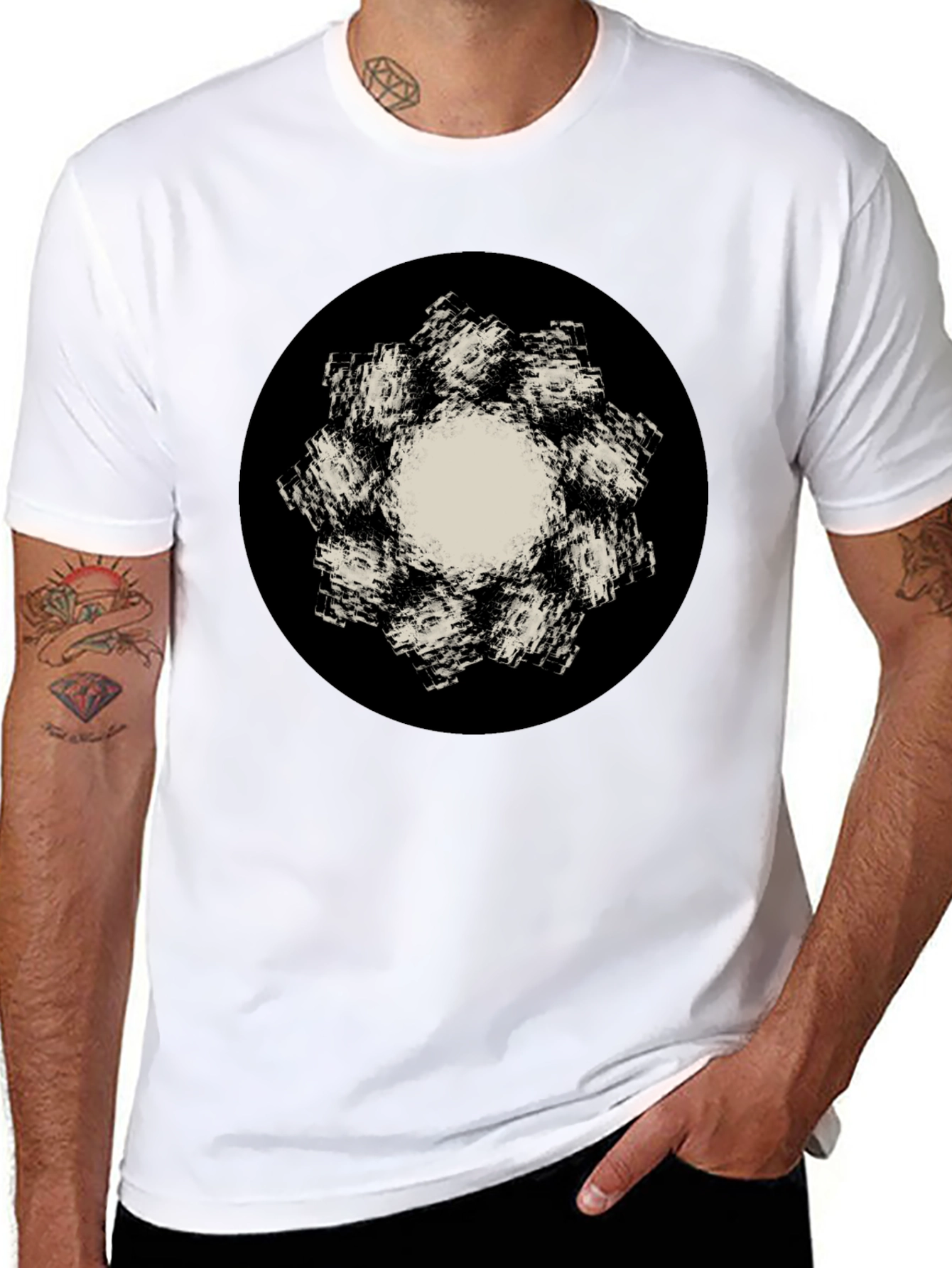 Abstract Flower Graphic Black T-Shirt