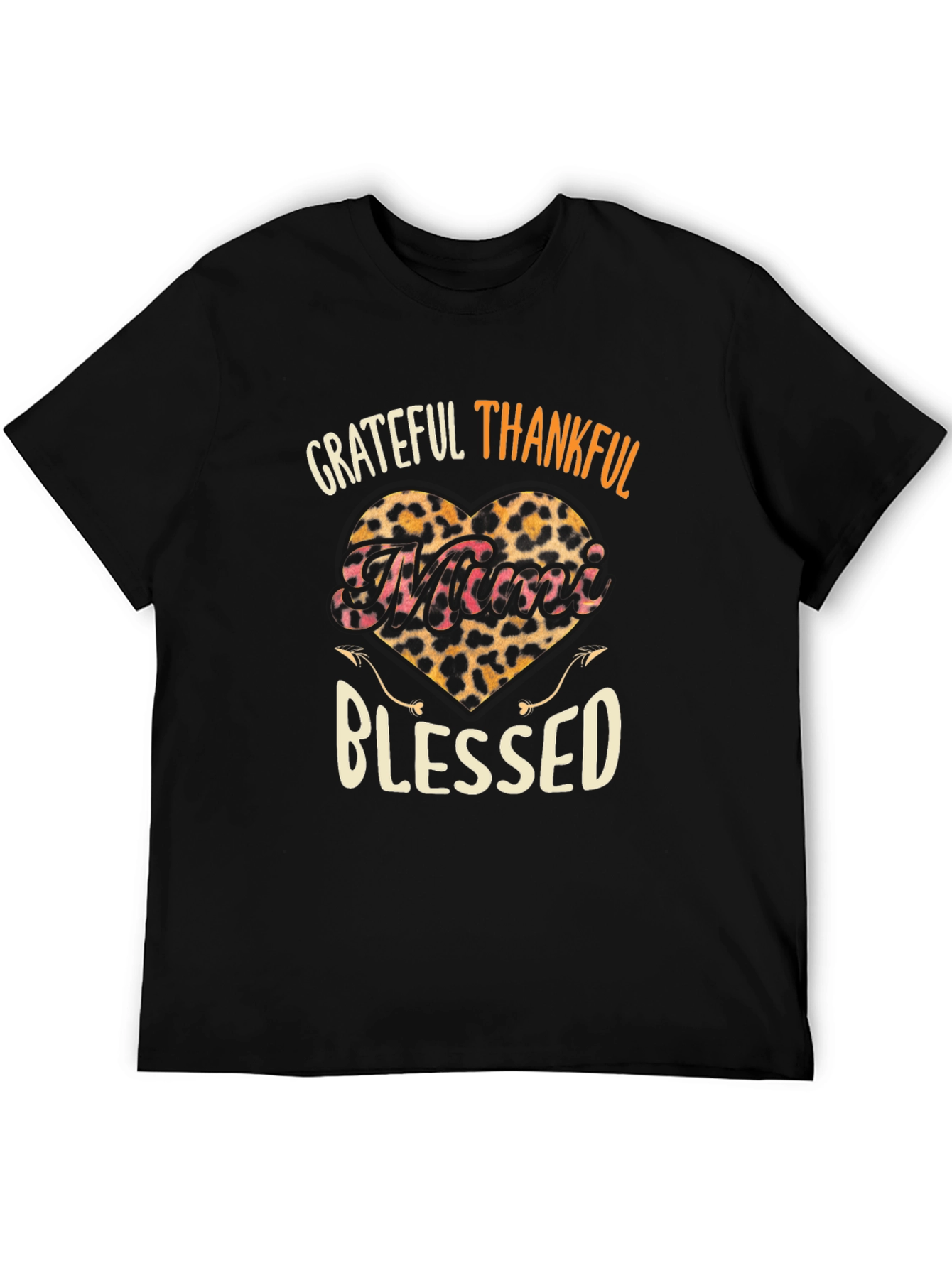 Grateful Thankful Blessed Leopard Heart T-Shirt