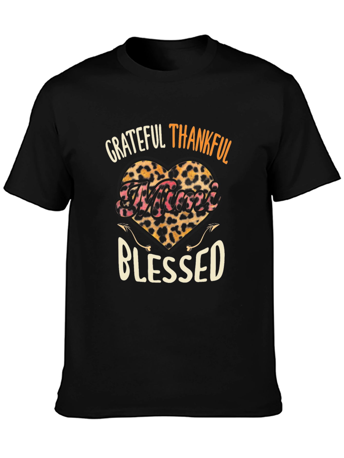 Grateful Thankful Blessed Leopard Heart T-Shirt
