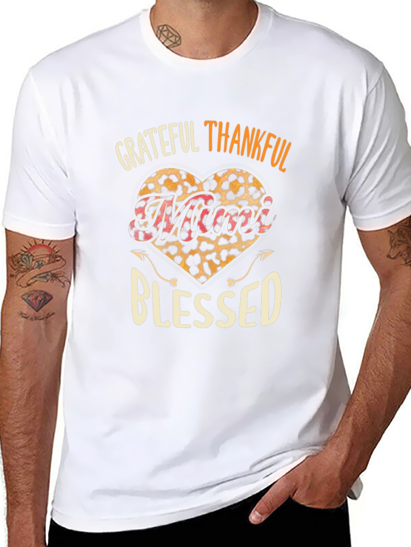 Grateful Thankful Blessed Leopard Heart T-Shirt