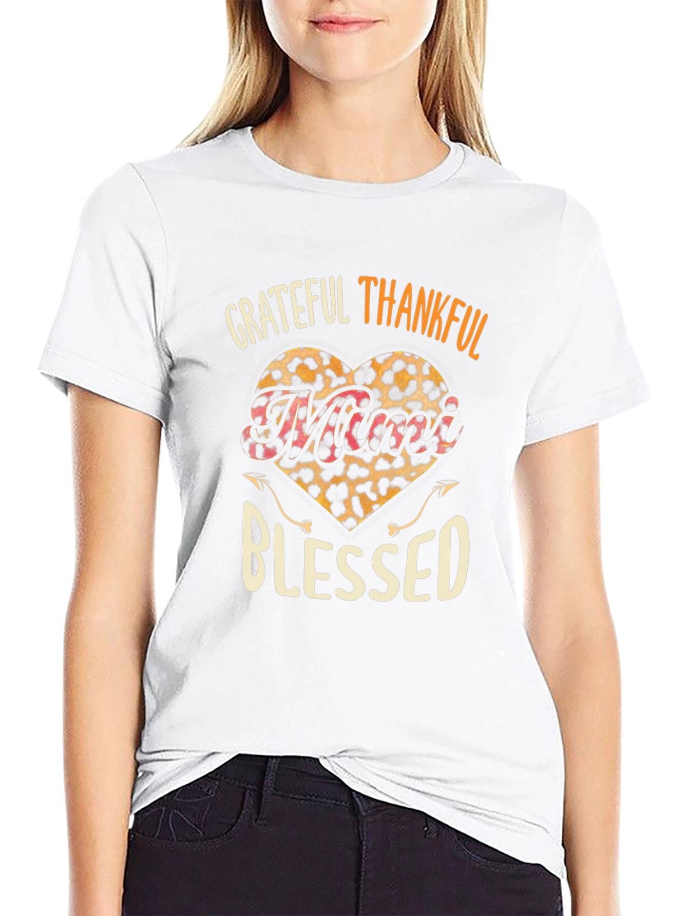 Grateful Thankful Blessed Leopard Heart T-Shirt