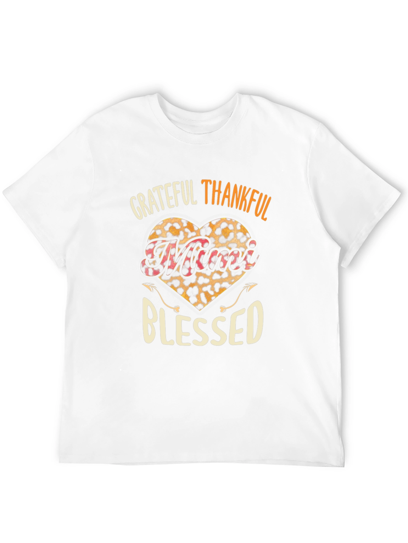 Grateful Thankful Blessed Leopard Heart T-Shirt