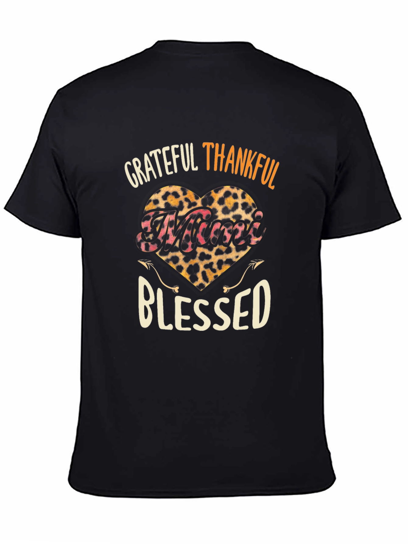 Grateful Thankful Blessed Leopard Heart T-Shirt