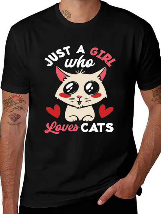 Just A Girl Who Loves Cats T-Shirt Cute Kitten Tee