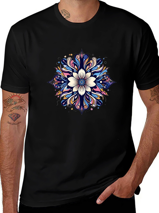 Floral Mandala Graphic Black T-Shirt