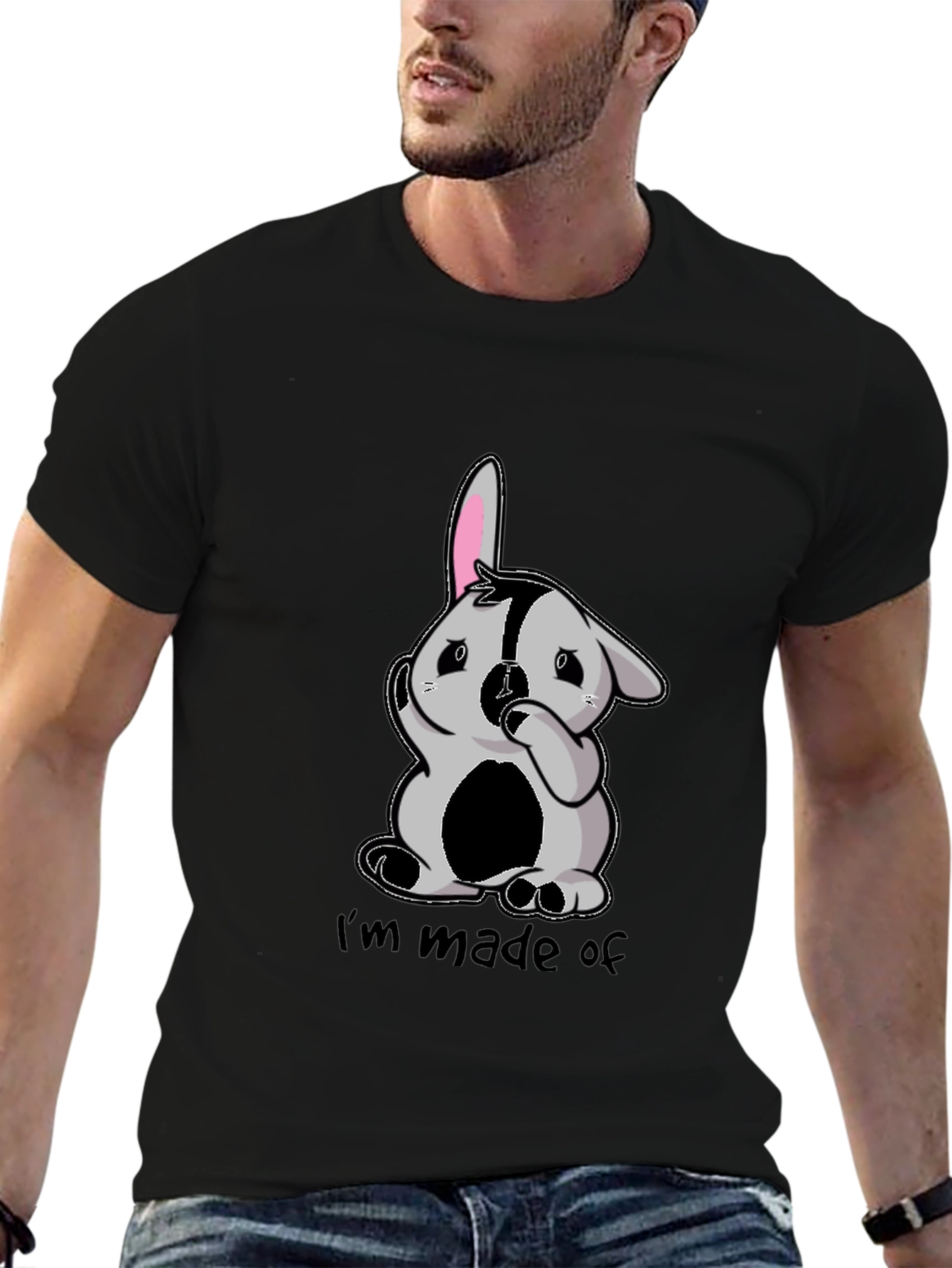 Funny Im made of Bunny Black T-Shirt