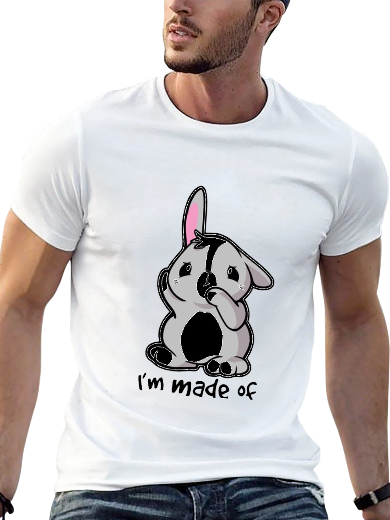 Funny Im made of Bunny Black T-Shirt