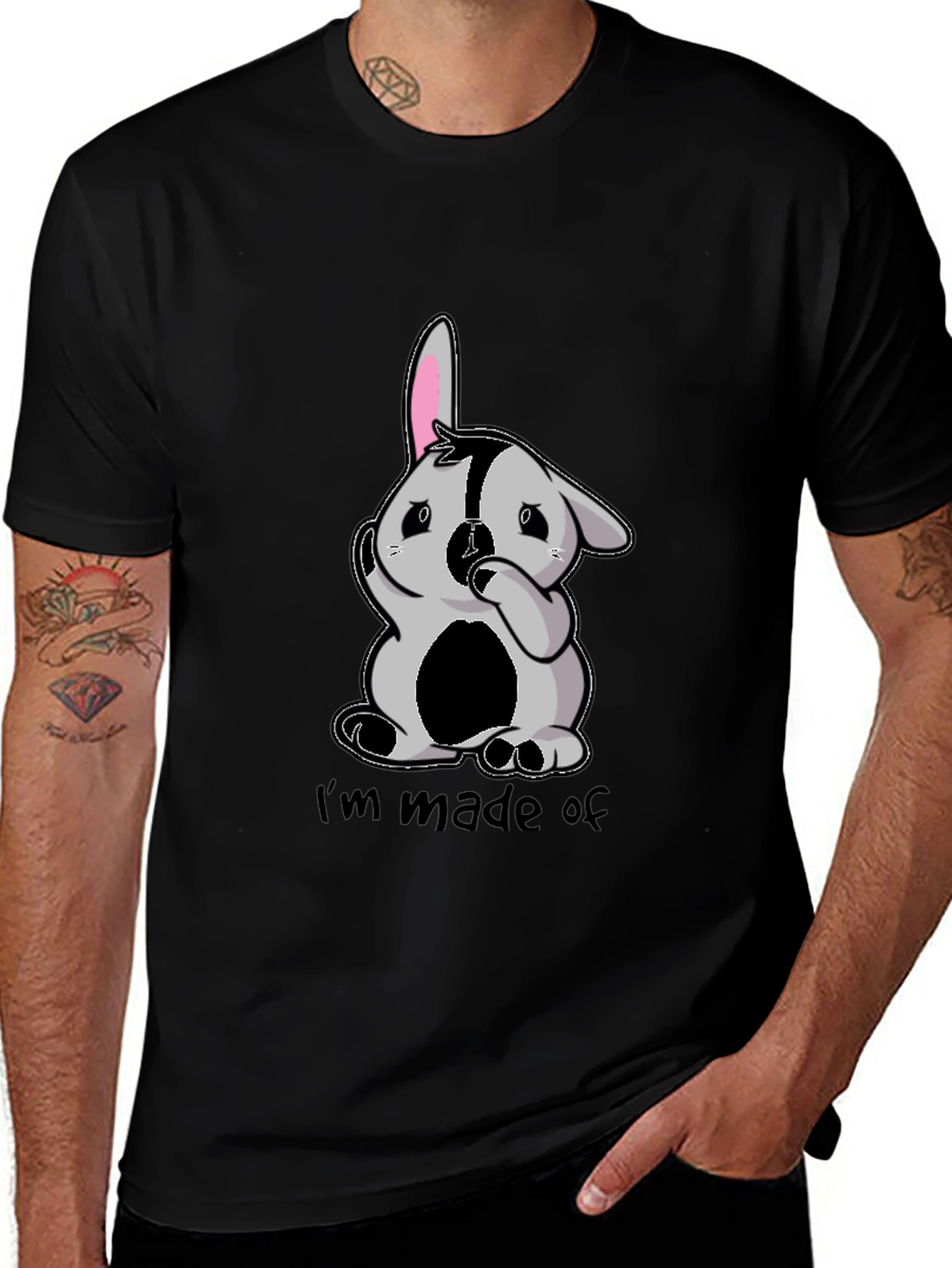 Funny Im made of Bunny Black T-Shirt