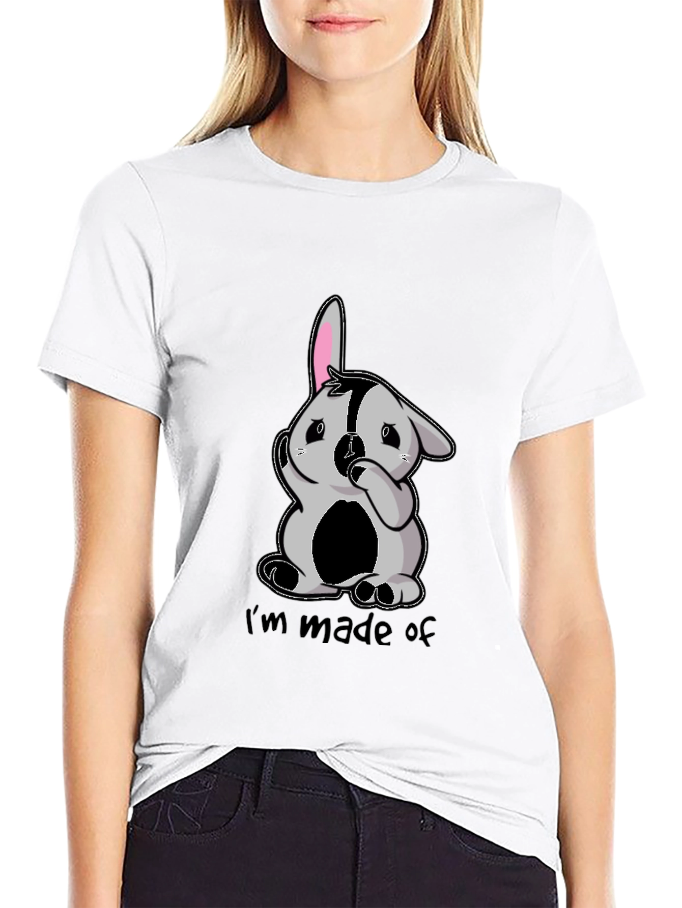 Funny Im made of Bunny Black T-Shirt