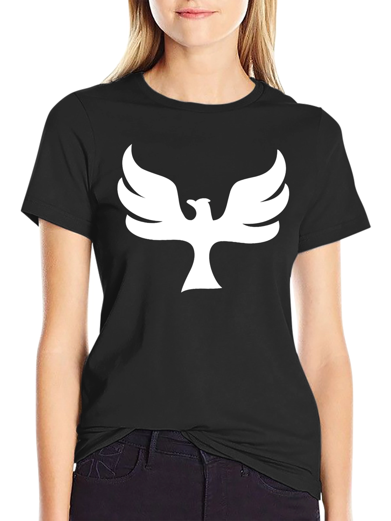 Phoenix Graphic Print T-Shirt - Black