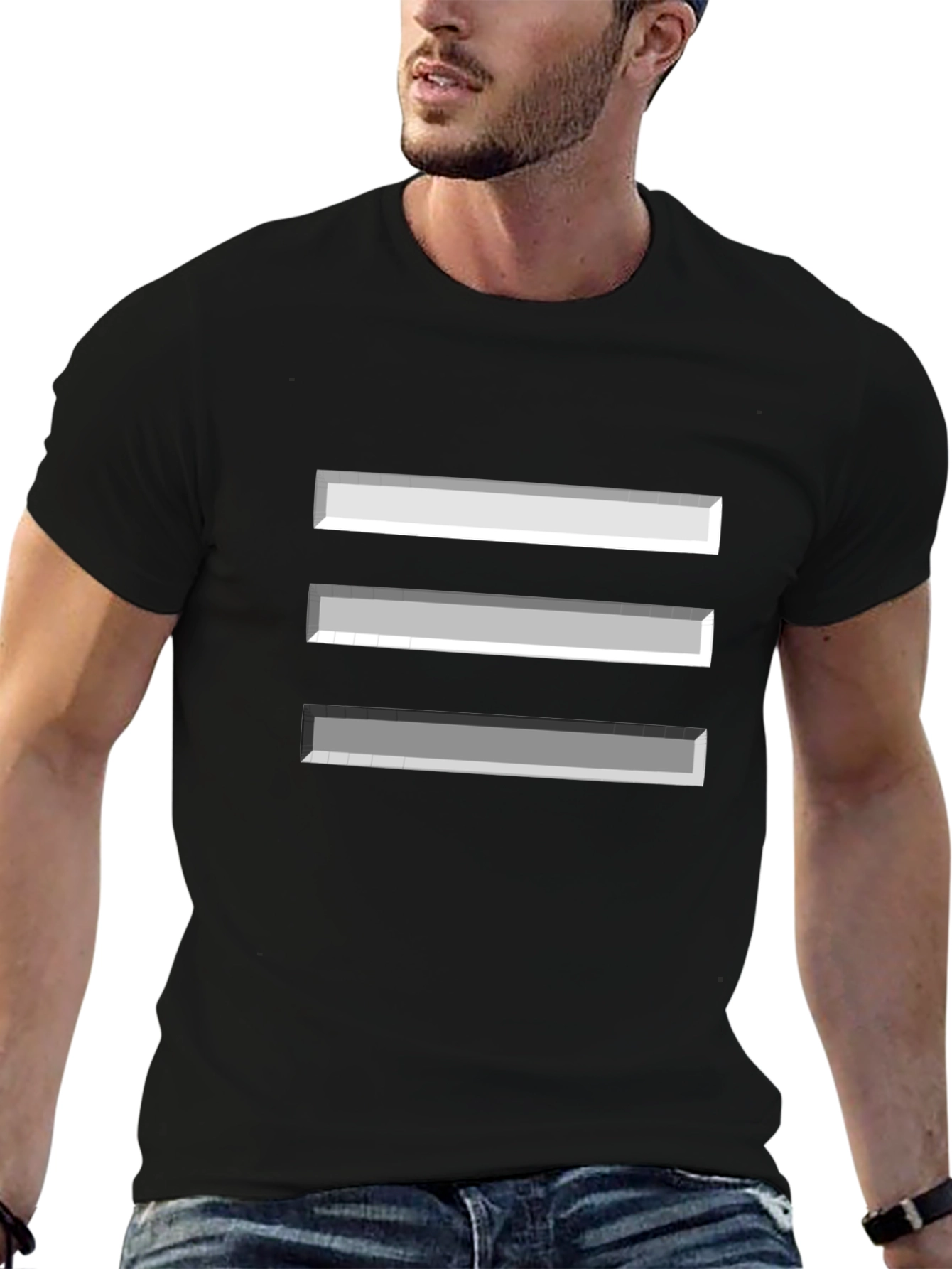 Modern Minimalist Three-Line Graphic T-Shirt