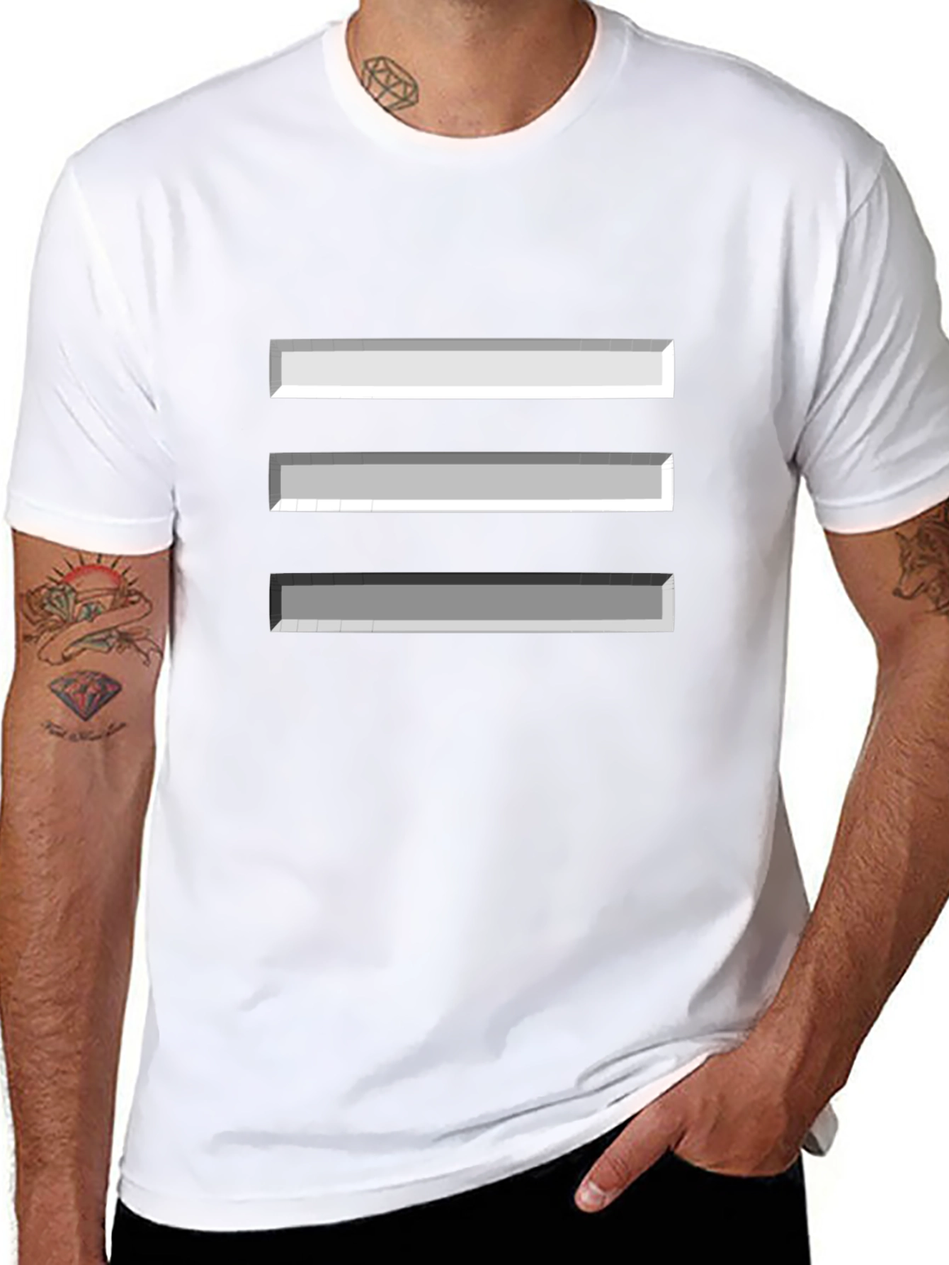 Modern Minimalist Three-Line Graphic T-Shirt