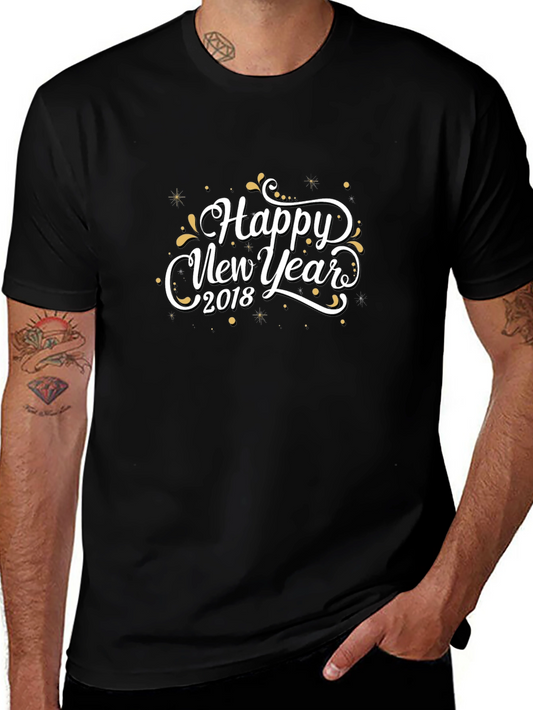 Happy New Year 2018 Black Graphic Tee